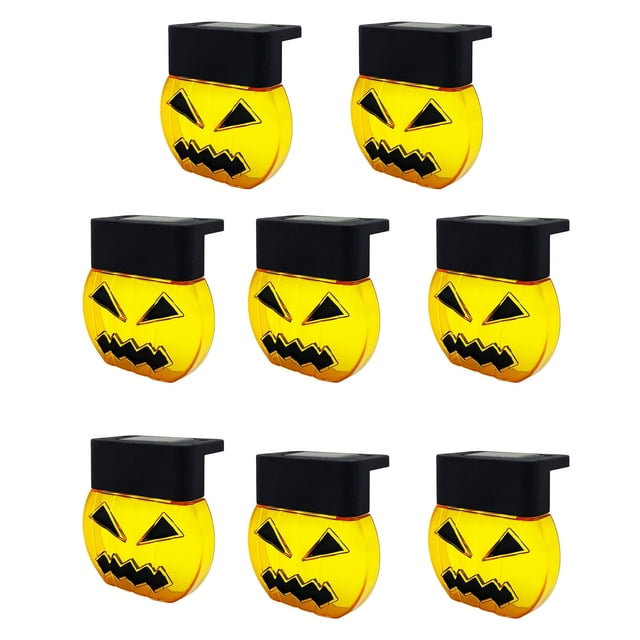Lámparas Solares De Fantasma De Calabaza Con Luz Solar Led De 8 Uds. Para Decoración De Halloween, Valla Exterior, Luces Solares De Calabaza Ip65 A Prueba De Agua Eigraketly HA014112-00