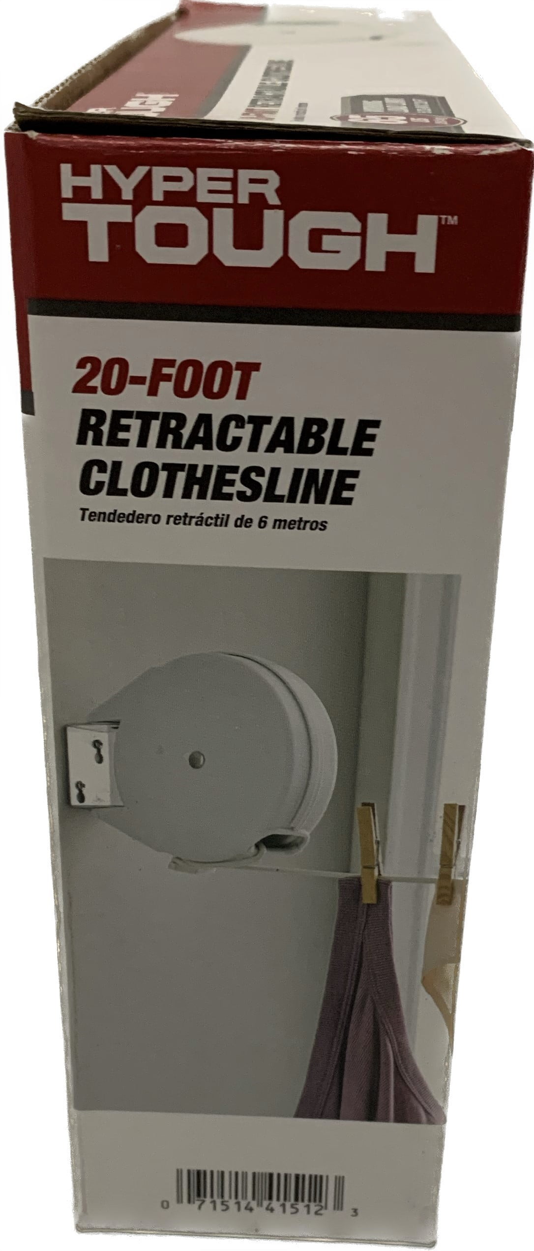 Hyper Tough RC20-HT Retractable Clothesline, 20 Ft, White, Indoor/Outdoor Mountable Drying Line