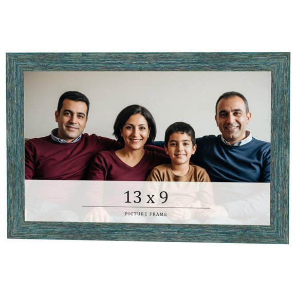 13x9 Frame Blue Rustic Barnwood Solid Wood Picture Frame Width 1.25 Inches | Interior Depth 0.5