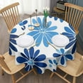 thumbnail image 3 of Blue Pioneer Flower Round Tablecloth 60" X 60",Wrinkle Wipeable Table Cloth for Kitchen Dining Room Picnic Patio Party, 3 of 6