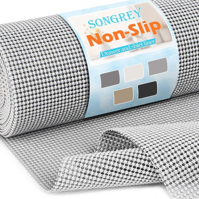 Revestimiento para cajones y estantes Songrey, no adhesivo, gris claro