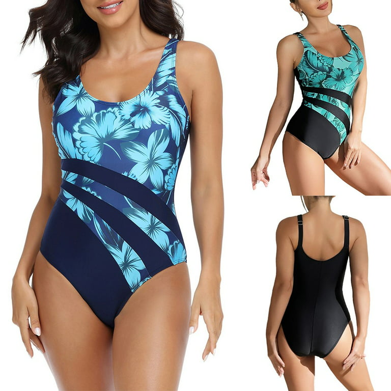 ALSLIAO Womens Bathing Suit Tummy Control V-Neck Ruffled Swimsuit Monokini  Green M 