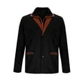 thumbnail image 4 of YLSDY Men's Suede Leather Jacket Blazer Button Down Long Sleeve Slim Fit Outerwear Coat Black XXXXL, 4 of 5
