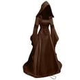 thumbnail image 3 of Vintage Witch Dress for Women Embroidered Renaissance Dresses Gothic Hooded Vampire Gown Dress Plus Size Long Peasant Dress, 3 of 8
