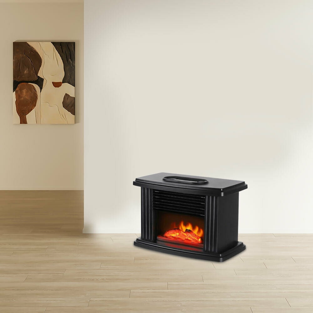WUZSTAR 1000W Mini Electric Fireplace,3D Flame Fireplace Stove Heater with Fast Heating System (Black)