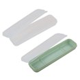 thumbnail image 1 of Caja de almacenamiento portátil para vajilla de viaje de 2 piezas, soporte simple para utensilios de 8 pulgadas con tapa para cubiertos, soporte de plástico plegable para cubiertos para lonchera, 1 of 5