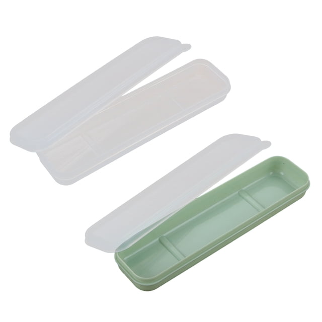 Caja de almacenamiento portátil para vajilla de viaje de 2 piezas, soporte simple para utensilios de 8 pulgadas con tapa para cubiertos, soporte de plástico plegable para cubiertos para lonchera