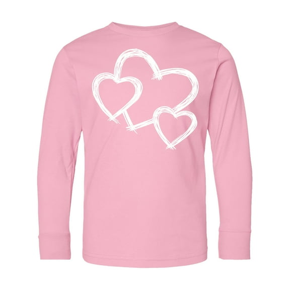 Inktastic Three White Hearts Long Sleeve Youth T-Shirt
