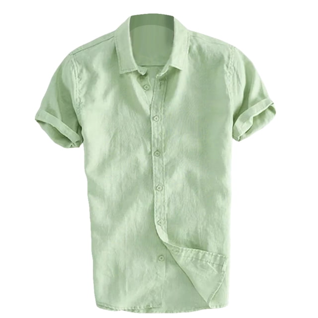 Gupgi Male Monochrome Short Sleeve Button Down Shirt,Single Breasted Tops
