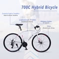 Hybrid Bike Men and Women,  700c Road Bikes with 24 Speed for Adults, City Bike with Front And Rear Disc Brake, White