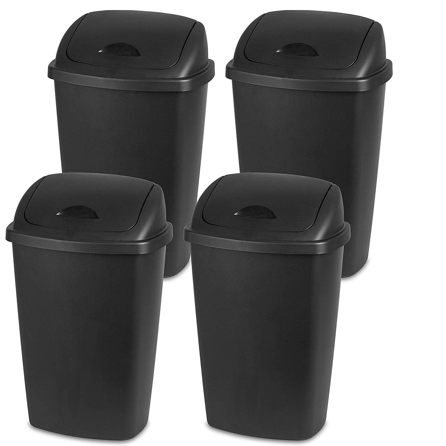 Classic Red Case Sets Of 4 13.2 Gallon Recycle Bin Waste Basket Lids Swing Open 