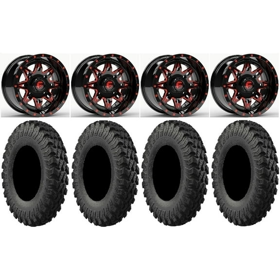 Fuel Lethal Red 15" Wheels 33" MotoRally Tires Polaris RZR XP 1000 / PRO XP / Ranger XP 900/1000