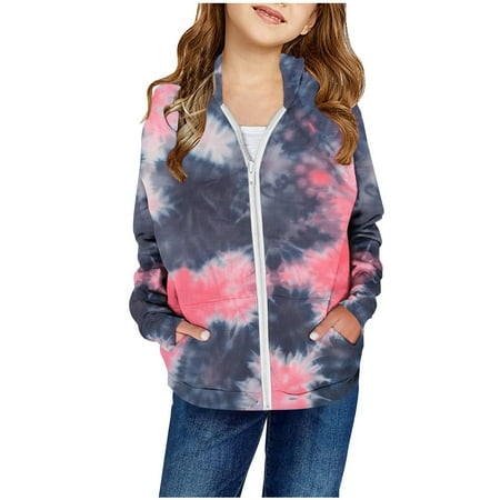 

Zhuashum Coats For Toddler Boys Girls 12-24 Months Long Sleeve Autumn And Winter Multicolor Jacket Tie Dye Patch Pocket Zipper Sweatshirt Hooded Cardigan Comfortable Overcoats Black