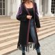 thumbnail image 2 of Suéter de ganchillo para mujer cárdigans de punto con dobladillo con flecos prendas de vestir abrigo suéter con borlas Tops, 2 of 9