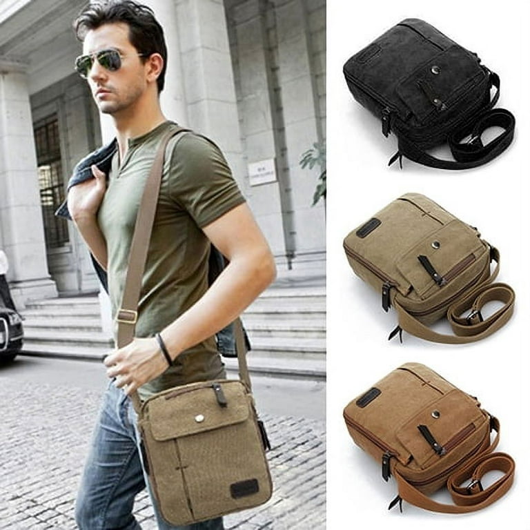 TBOLINE Men Canvas Shoulder Bag Multi Pocket Male Travel Messenger Handbag  (Coffee)