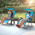 thumbnail image 2 of WYDK Zero Gravity Chairs, X-Large Folding Lounge Lawn Chair with Adjustable Backrest, Headrest, Cup Holder, Canopy for Patio Pool Porch Deck, Blue, 2 of 10