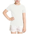 thumbnail image 7 of UAMVSH Girls Short Sleeve T Shirts Kids Ribbed Knit Crewneck Basic Tees Comfy Casual Slim Fit Summer Tops 5-16 Years, 7 of 7