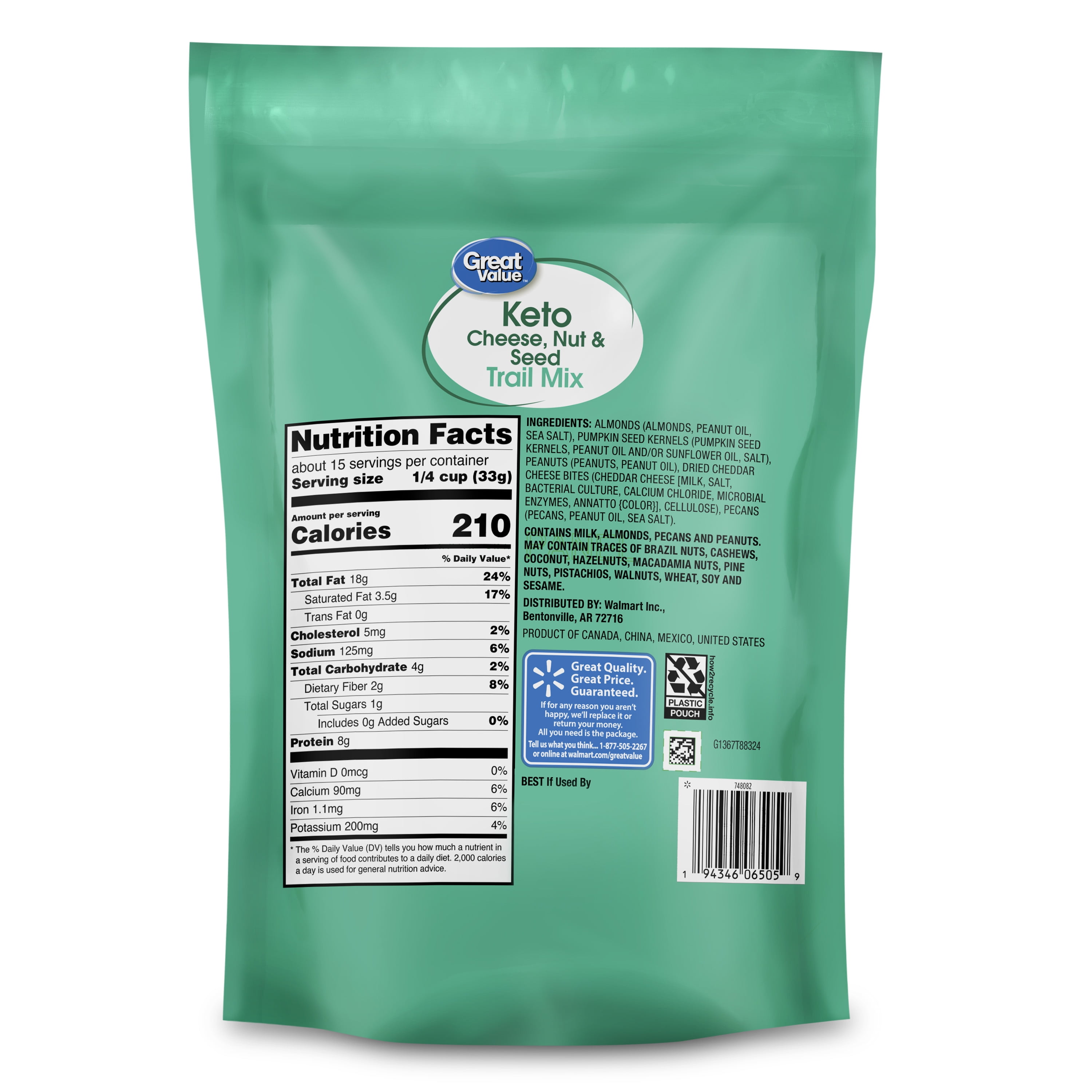 Great Value Keto Cheese, Nut, and Seed Trail Mix, 18 oz Bag