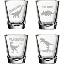 Jurassic Dinosaur Shot Glasses Set of 4: Engraved Dinosaur Birthday, Dinosaur Gifts, Dino Gift, T-Rex Shot, Dinosaur Glass Housewarming Gift