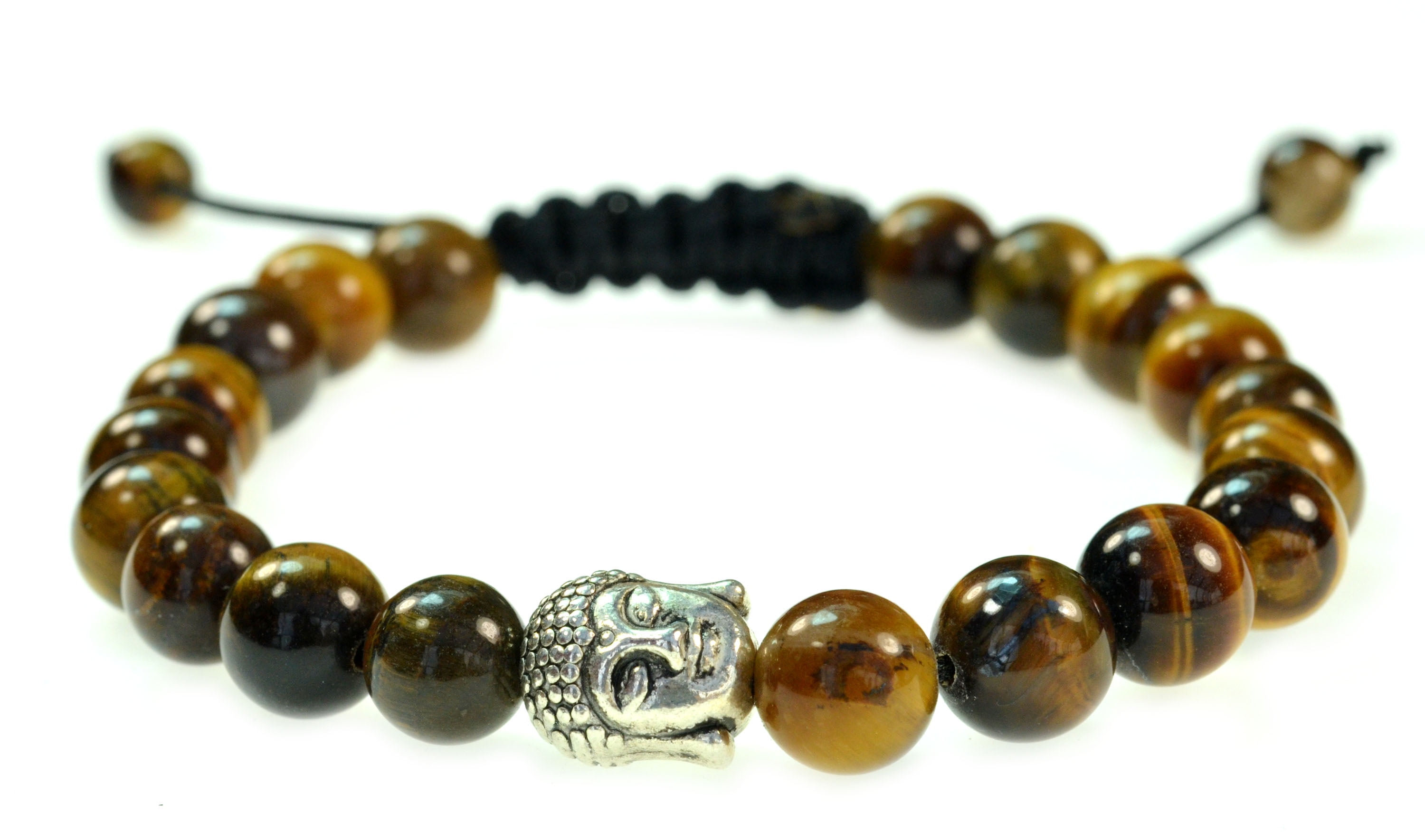 10mm black agate tiger eye stone Gemstone mala bracelet Cuff Chic Yoga Wrist