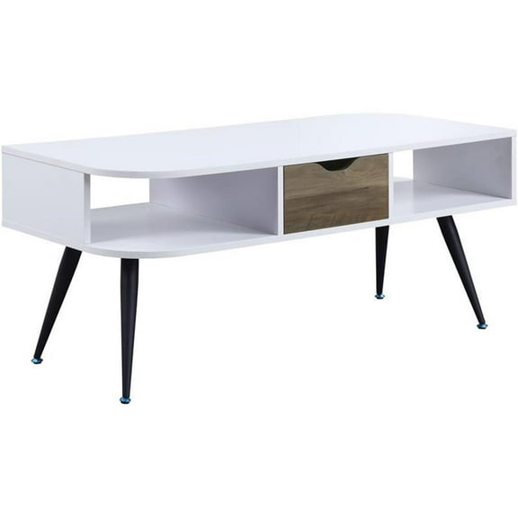 Bowery Hill Modern Coffee Table in White & Black Finish