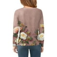 thumbnail image 3 of Abcomgle Long Sleeve Shirts for Girls 10-12 Crewneck Winter Shirts for Kids Girls Casual Basic Girls Tops Trendy Vintage Floral Print Girls Blouses,10-11Years,Pink, 3 of 5