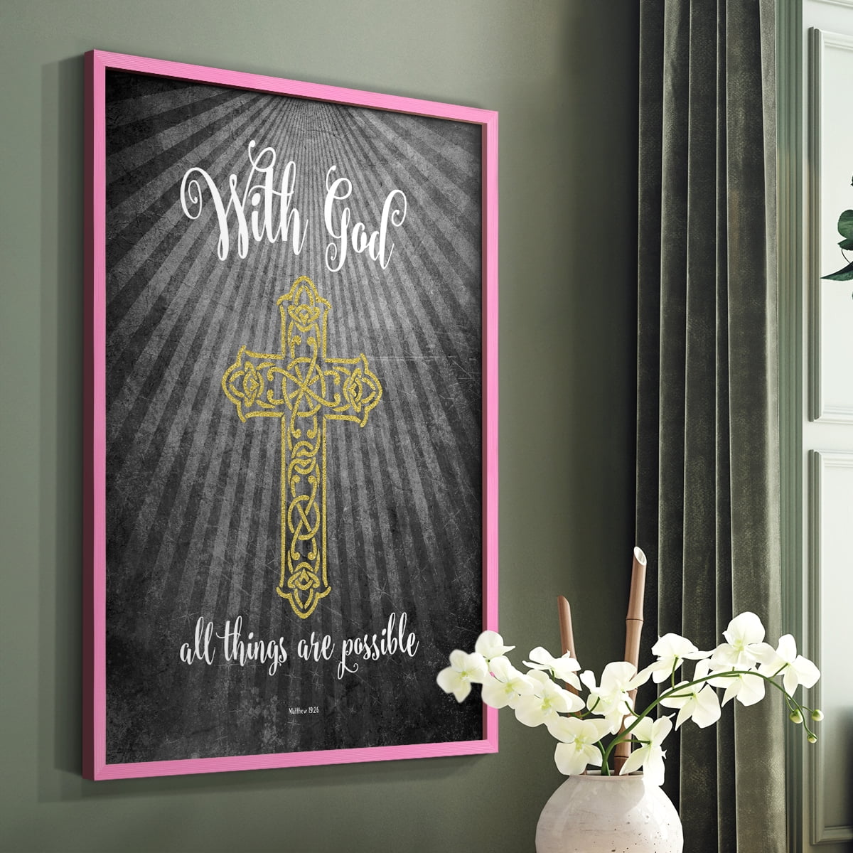 With God Gold Framed Print - Solid Wood in Single Picture Frame Solid Wood 2 Framed Print