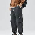 thumbnail image 4 of Handshe Men's Elastic Waist Cargo Pants with Drawstring & Zipper Pockets Tapered Leg Outdoor Work,Plus Size, 4 of 4