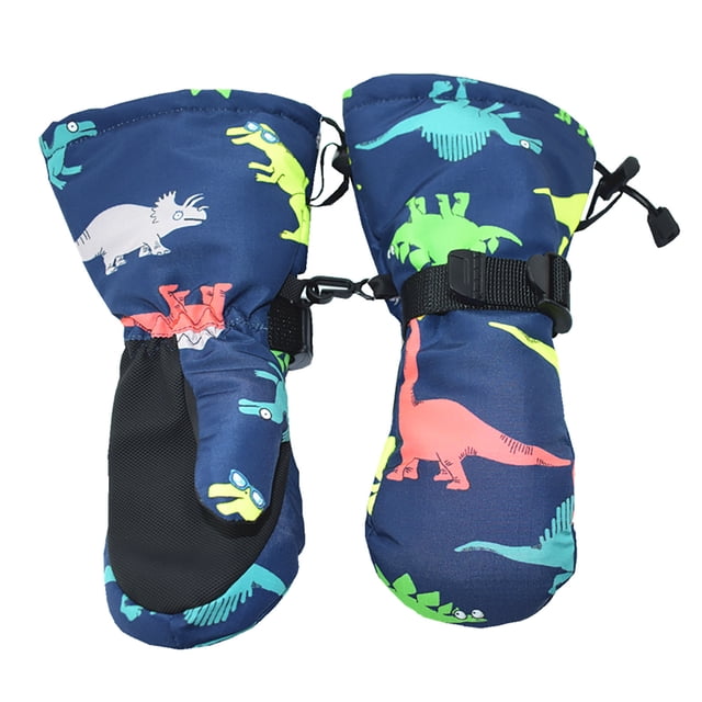 Teissuly Children's Ski Gloves, Cold Non-slip Warm Colorful Dinosaur Teissuly WER202311012013