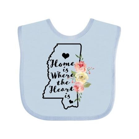 

Inktastic Mississippi Home is Where the Heart is with Watercolor Gift Baby Boy or Baby Girl Bib