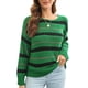 thumbnail image 1 of Camiseta mujer, Suéter de mujer O Cuello Empalme Color Suéteres casuales Abanopi Verde/Grande, 1 of 7