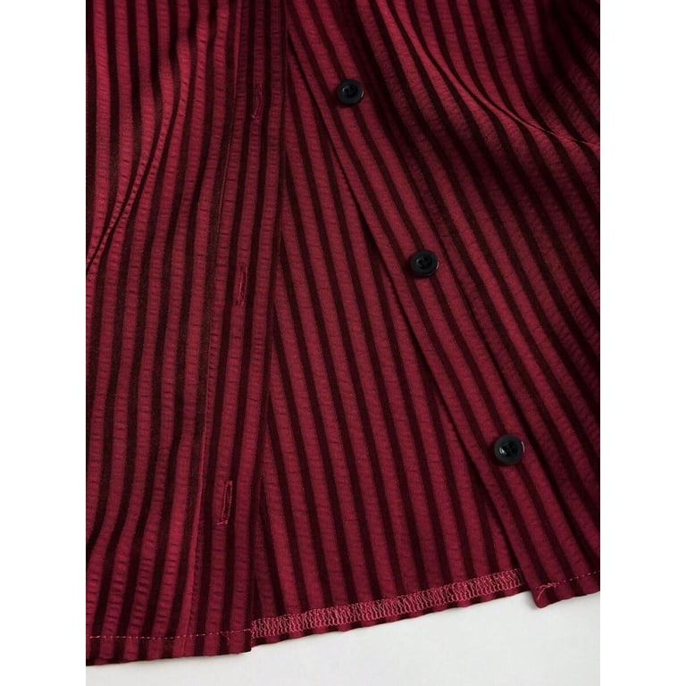burgundy striped shirt dress Element Eden Remy - Burgundy Striped Dress - Shirt Dress - $39.95