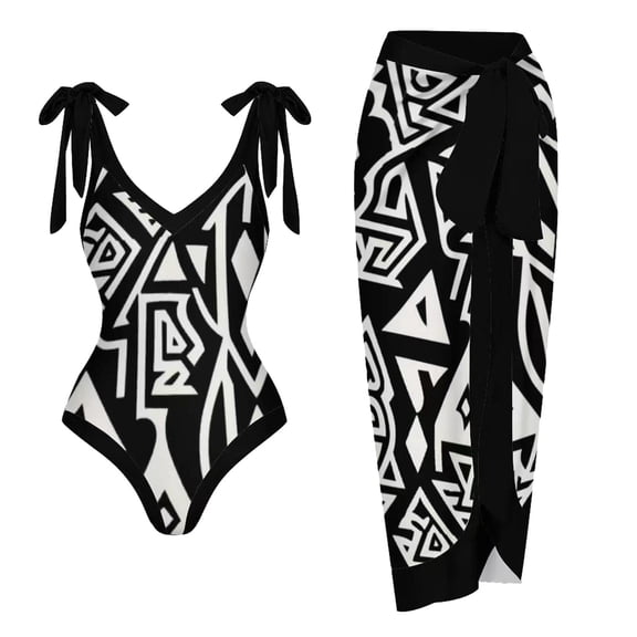 QHFBli Women One Piece Swimsuit with Matching Cover Ups Floral Sexy Bikini Sets Tummy Control Swimsuit with Bikini Maxi Wrap Skirt