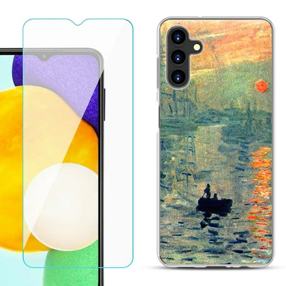 Slim-Fit TPU Fashion Phone Case for Samsung Galaxy A13 5G, with Tempered Glass Screen Protector, by OneToughShield ® - Sunrise Impression