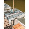 thumbnail image 2 of Outdoor Tablecloth with Umbrella Hole for Patio/Picnic/Party/Camping, Sage Green Blue Waterproof Table Cloth Square Cover Washable, Vintage Shabby Farmhouse Wooden (54"x 54"), 2 of 9