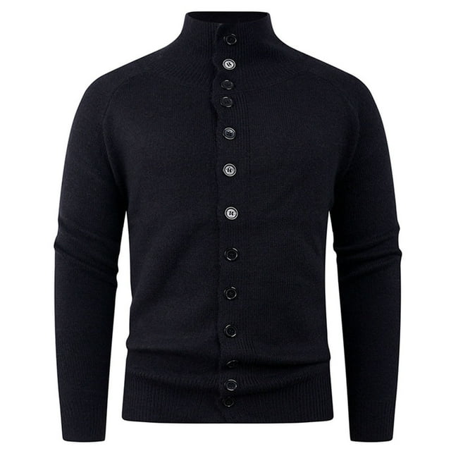 Cardigans pour Hommes, Cardigan en Tricot Élastique Décontracté Uni pour Hommes avec Boutons en Rangée, Manches Longues et Col Montant, Cardigans pour Hommes avec Boutons