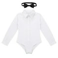 thumbnail image 3 of YONGHS Boys Long Sleeves Lapel Dance Shirt Romper Leotard with Bowtie Set Latin Step Costume White 12, 3 of 7