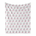 thumbnail image 1 of Cherry Soft Flannel Fleece Throw Blanket, Hand Drawn Illustration of Red Pie Cherry with a Single Leaf on Stems, Cozy Plush for Indoor and Outdoor Use, 50" x 60", Pink Black White, by Ambesonne, 1 of 6