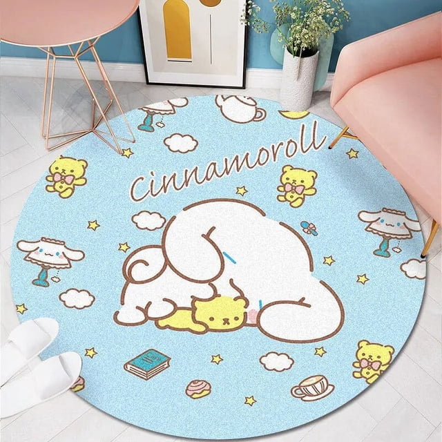 Sanrio-alfombra redonda con dibujos animados de Cinnamoroll, felpudo antideslizante para dormitorio, decoración del hogar, sala de estar, nueva