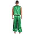 thumbnail image 2 of Aislor Men's Arabian Prince Belly Dance Silky Waistcoat with Harem Pants for Ballroom Green XXL, 2 of 7