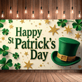 thumbnail image 6 of Happy Patrick's Day Clover Stars Green Hat Vertical Banner Backdrop St Patrick's Day Celebration Party Supplies Holiday Decoration Event Props, 6 of 8