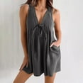 thumbnail image 2 of SRZYMJ Women's Slim Fit Jumpsuit Stylish Women's Denim Jumpsuit Sleeveless Tie Front Romper Casual Summer Outfit with Convenient, 2 of 8