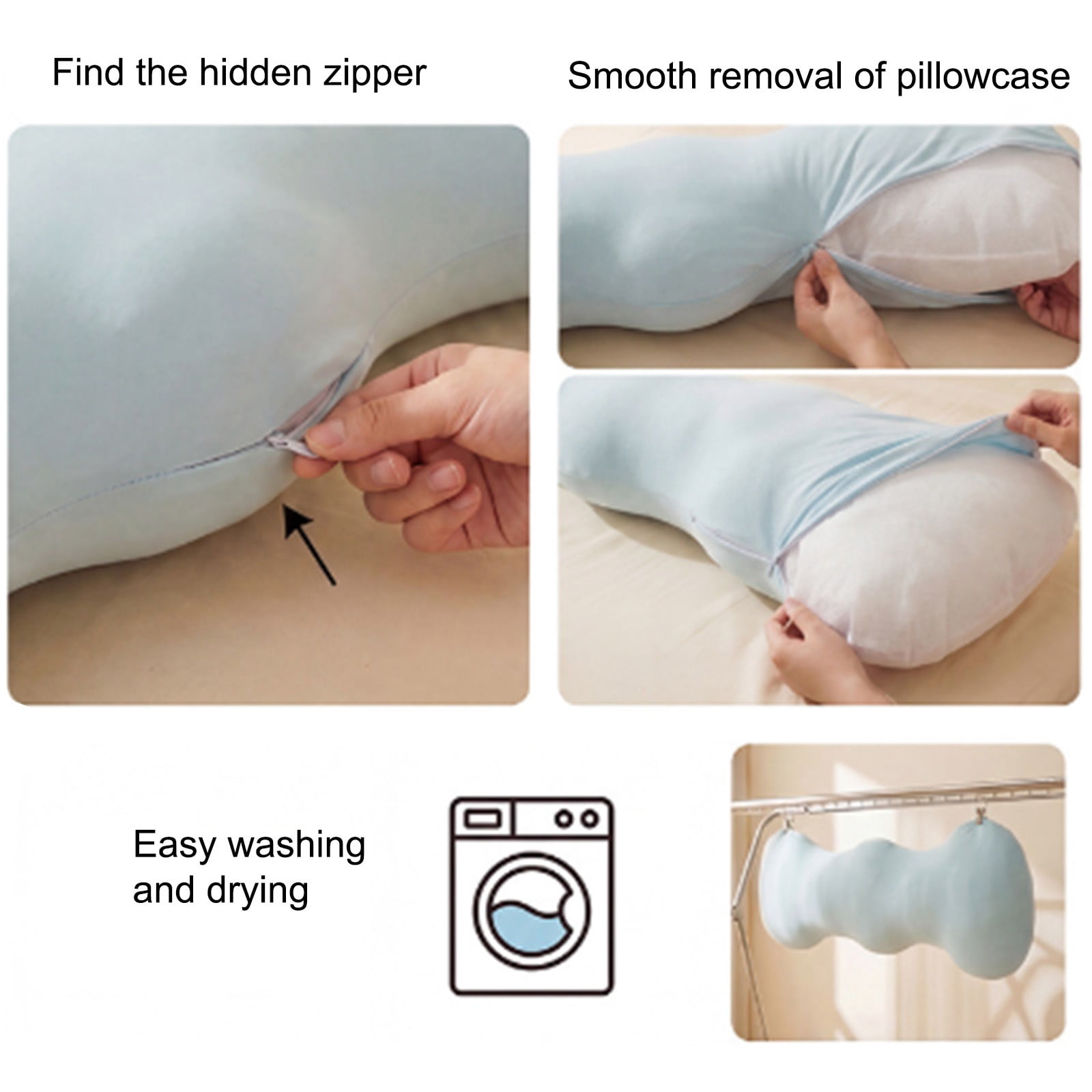 Summer Cooling Ice Silk Long Full Body Pillow, Ergonomic Side Sleeper Leg Back Support Bolster Cushion, Soft Breathable Bed Pillow for Adult Sleeping Relaxing Reading Use