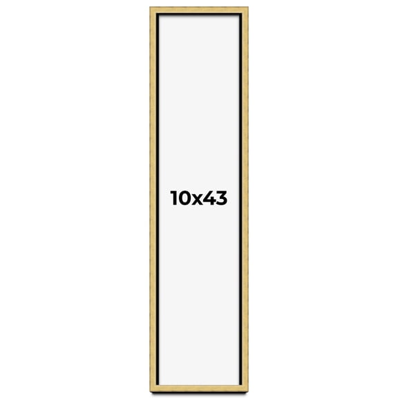 10x43 Shadow Box Frame Gold | 1.375 Inches Deep Real Wood Contemporary Shadowbox Display Frame | UV