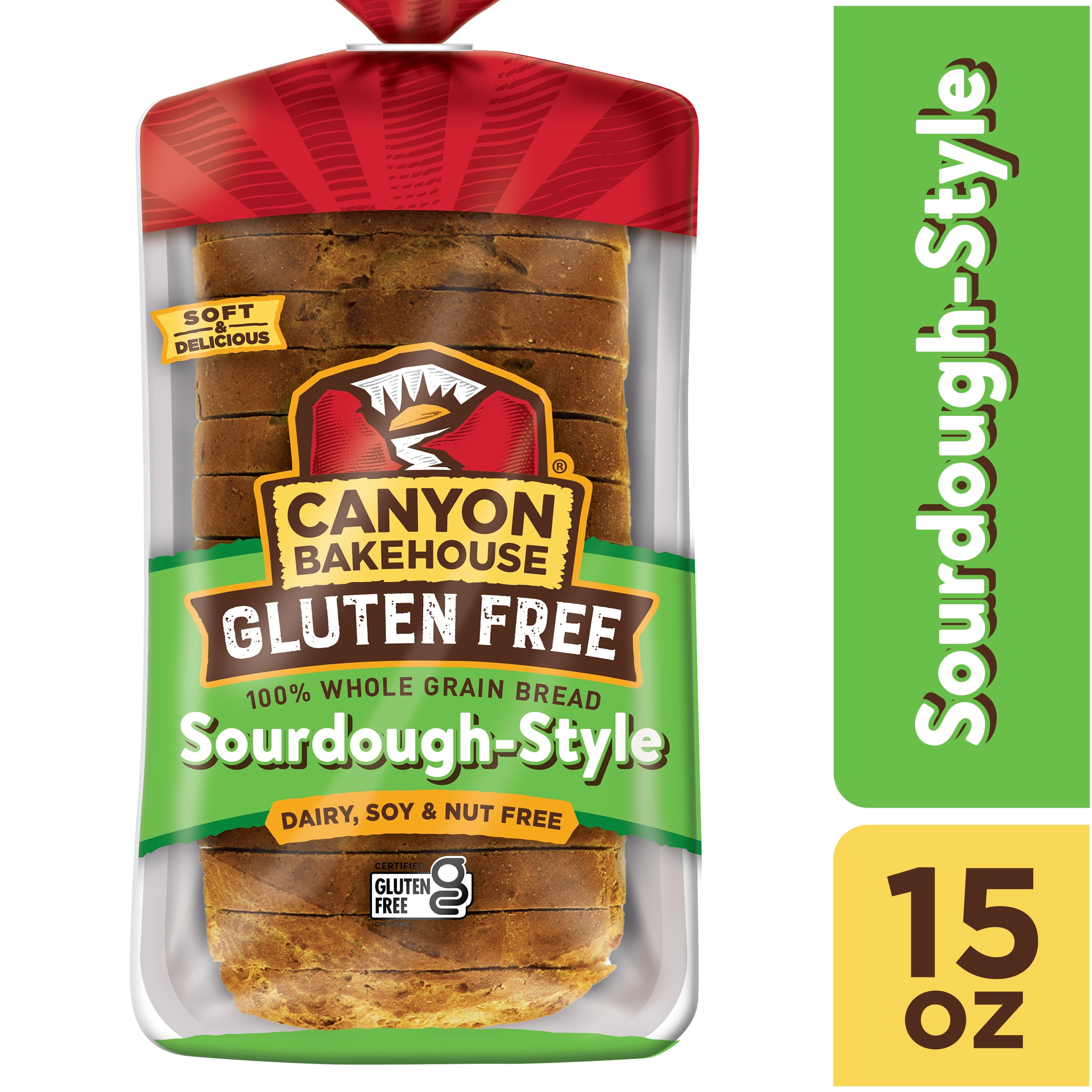 Canyon Bakehouse Gluten Free Sourdough-Style Bread, Whole Grain Gluten Free Bread, Fresh,15 oz Loaf