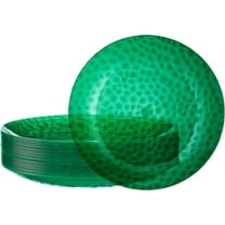 PLASTICPRO Pack of 30 Disposable Plastic Plates Fancy Dinner Plate Heavy Weight, Hammered Green 10"