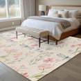 thumbnail image 5 of Spring Flowers Area&nbsp;Rug 6x9ft Watercolor Blue Dragonfly Pink Floral Leaf Linen Texture Non-Slip&nbsp;Washable Square&nbsp;Rugs Soft Felt Indoor Floor Mat for Bedroom Kitchen Living Room Bathroom, 5 of 9