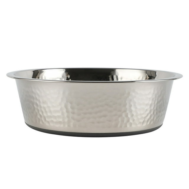 Lojalitet Cuencos Decorativos Martillados - Platos Premium para Perros y Gatos de Estilo Lujoso (Acero Inoxidable)