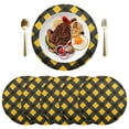 thumbnail image 5 of Ryvnso Art Yellow Checkered Grid Pattern Round Plate Mats Dining Table Placemat Set of 4 for Holiday Decoration, 5 of 7