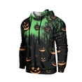 thumbnail image 5 of GrmtClth Mens Hoodie Halloween Cute Ghost Pumpkin Bat Witch All Over Print Fall Transition Tops Green 3XL, 5 of 8
